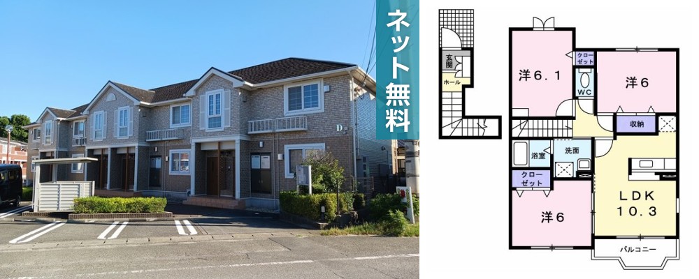 アンジェリカ D 201の外観と間取り図