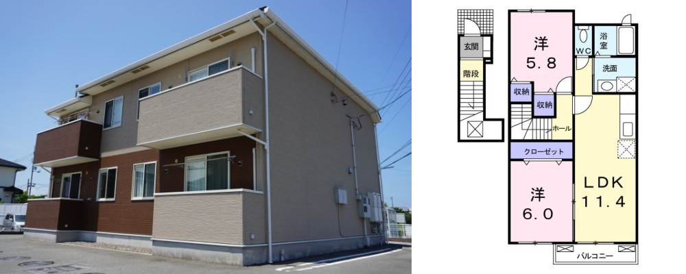 ジュネス A 201の外観と間取り図
