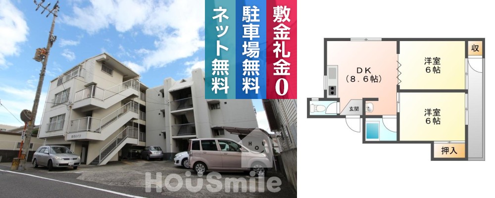 住吉 マンション 2DK 301の外観と間取り図