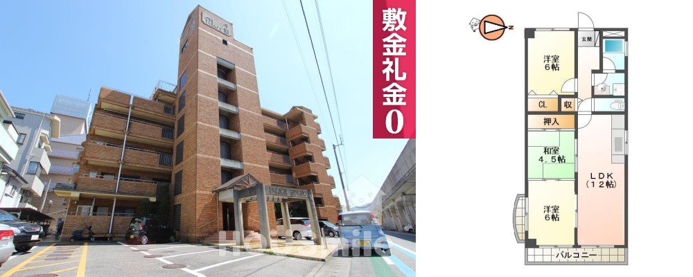 南田宮 マンション 3LDK 201の外観と間取り図
