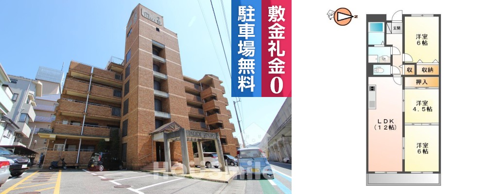 南田宮 マンション 3LDK 302の外観と間取り図