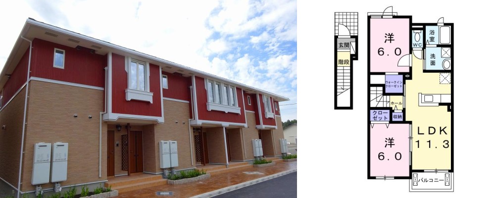 コンフォート・ビスタ1 202の外観と間取り図