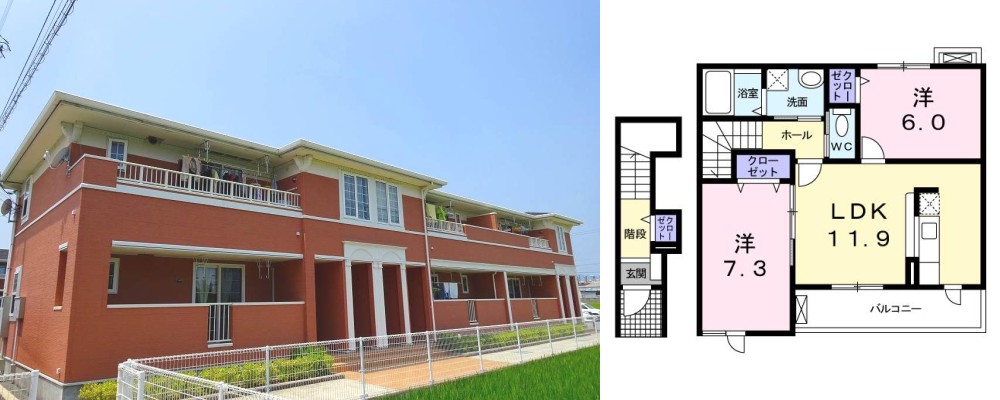 セレーノ 202の外観と間取り図