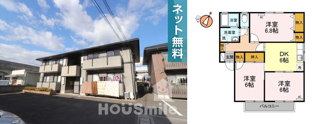 アムール A102の外観と間取り図