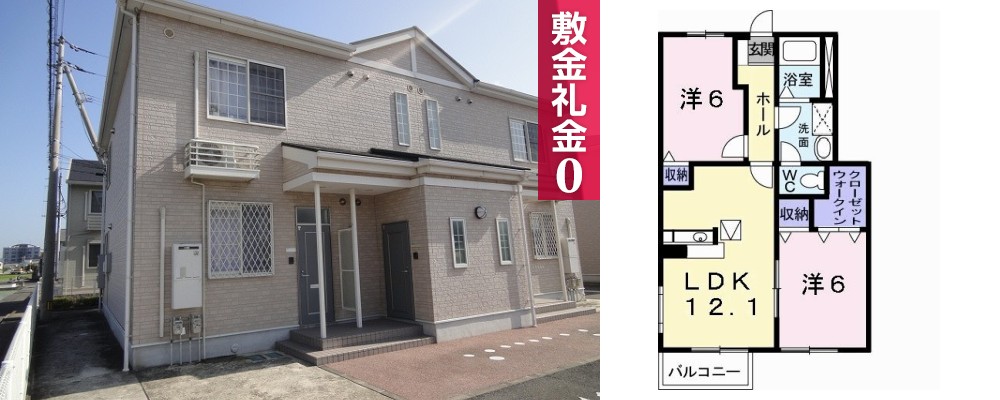 アビタシオン勝瑞I 102の外観と間取り図