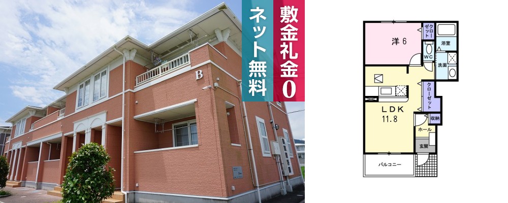 アプリコット・サン B 103の外観と間取り図