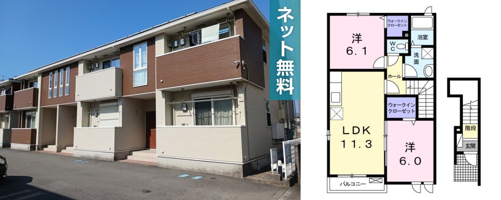 ルミエール下大野 B 201の外観と間取り図