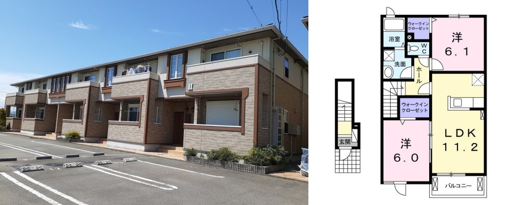 グレイスコート 2号館 203の外観と間取り図