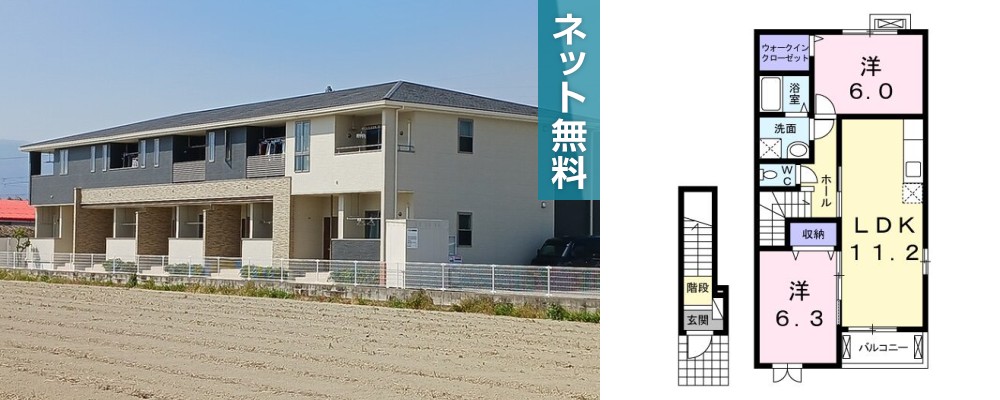 アンジュ ボヌール 206の外観と間取り図