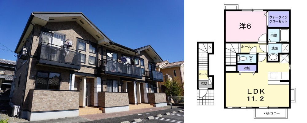 エスポワール川真田 203の外観と間取り図