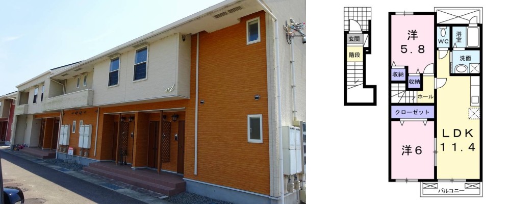 シェーン パラスト A 201の外観と間取り図