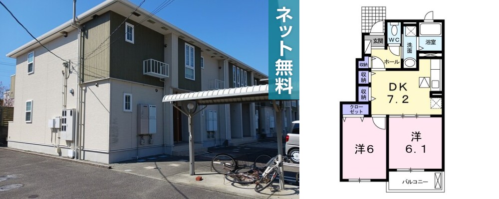 プランドール アン 102の外観と間取り図