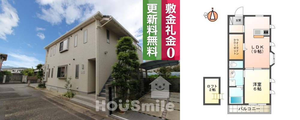 八万町法花 アパート 1LDK 201の外観と間取り図