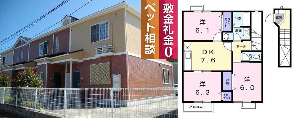 ペニーレイン1 202の外観と間取り図