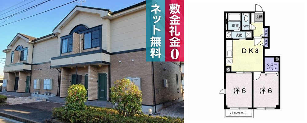 サザン・ヴィアーレB 105の外観と間取り図