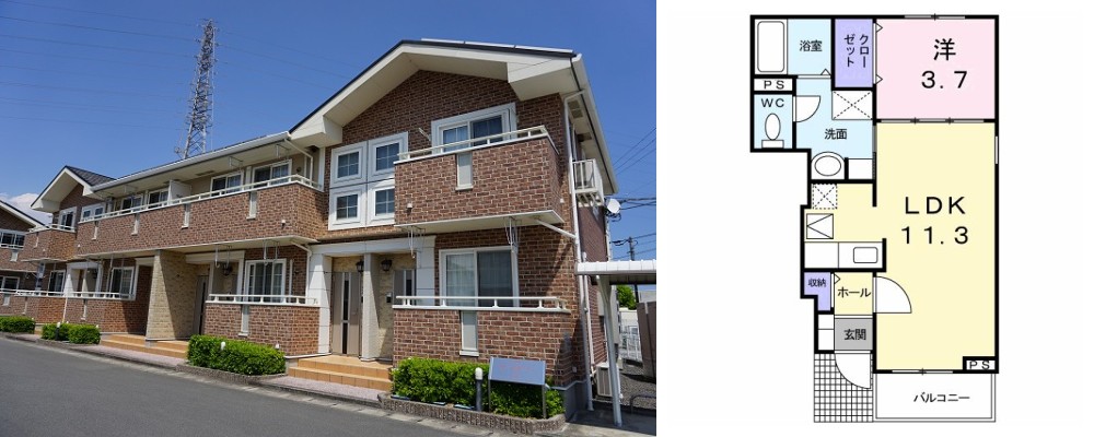 プレアヴェニューE 105の外観と間取り図