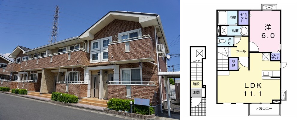 プレアヴェニューE 205の外観と間取り図