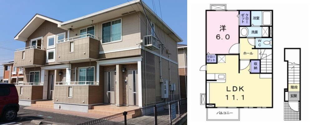 パールハウス24 201の外観と間取り図
