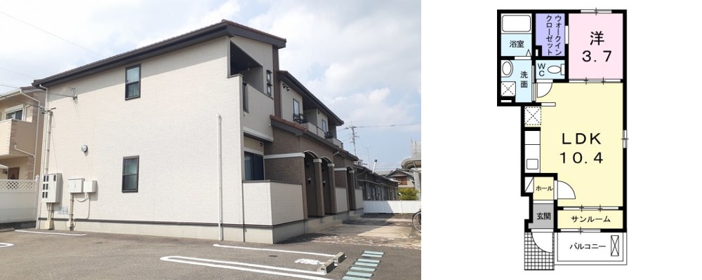 ソレイユ．K 103の外観と間取り図