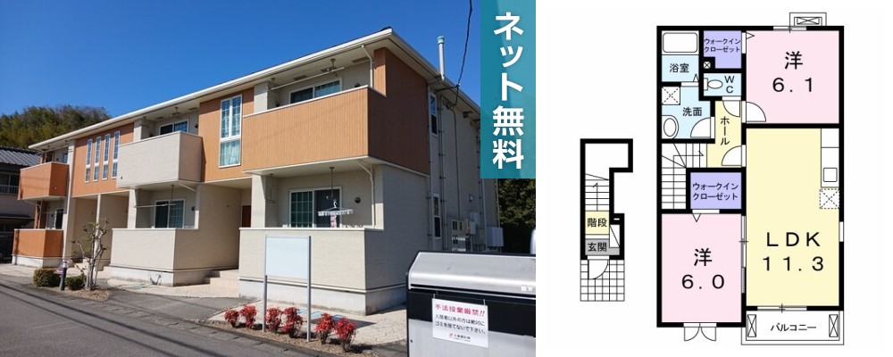 アベニューバレイ 203の外観と間取り図