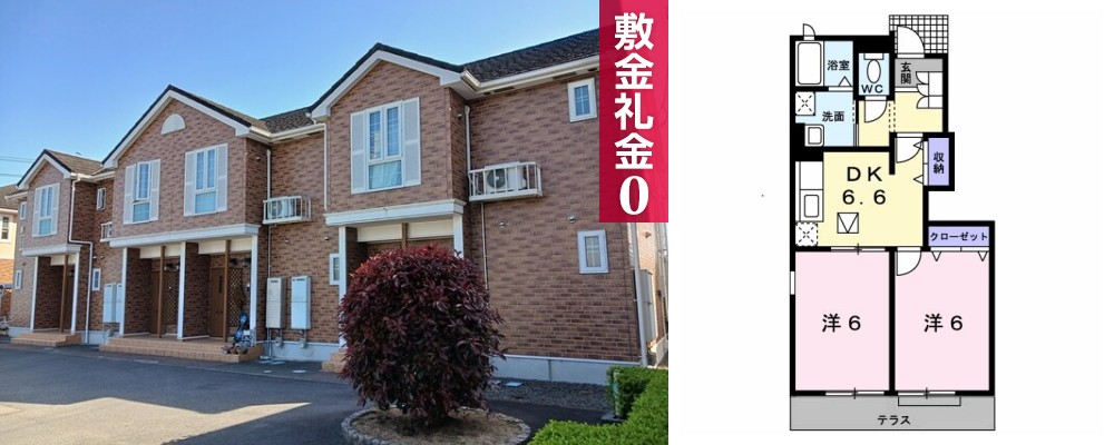 サンリットヴィラ相生B 105の外観と間取り図