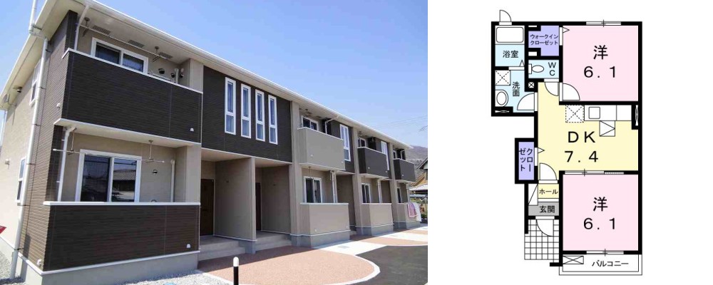 メゾン・グランディール 102の外観と間取り図