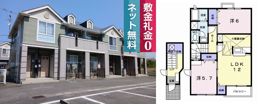 バーシア鳴門 B 201の外観と間取り図