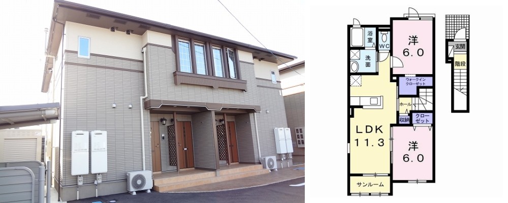 グランメール I 202の外観と間取り図