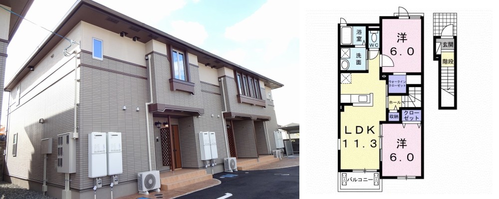 グランメール II 203の外観と間取り図