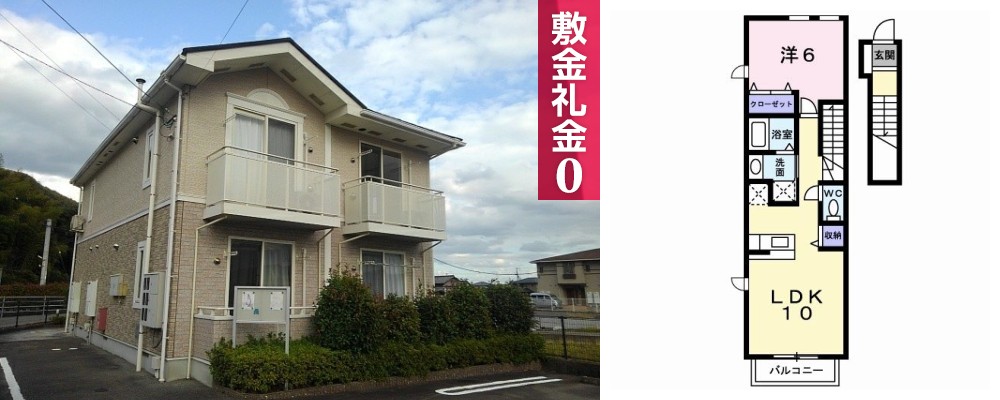 プリムヴェールA 202の外観と間取り図