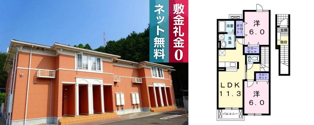 パークサイド前山 B 202の外観と間取り図