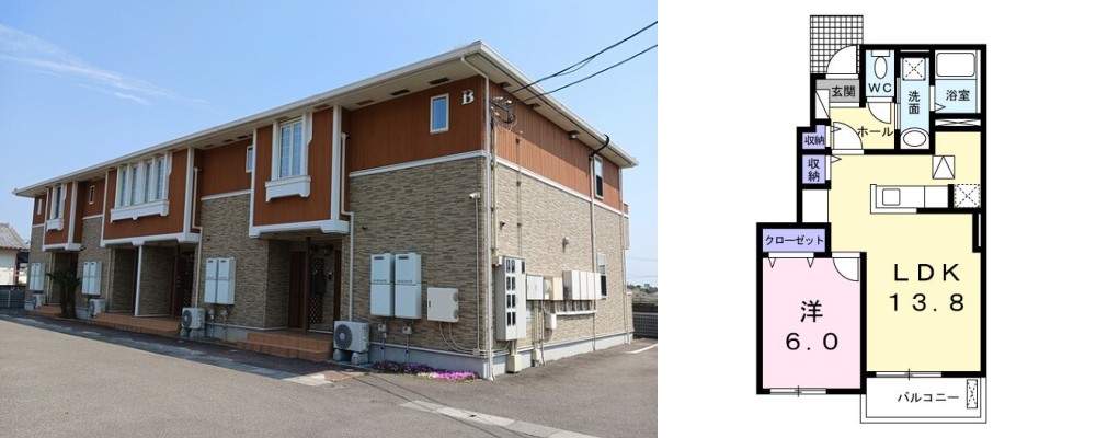 コスモハイツ立道 B 102の外観と間取り図