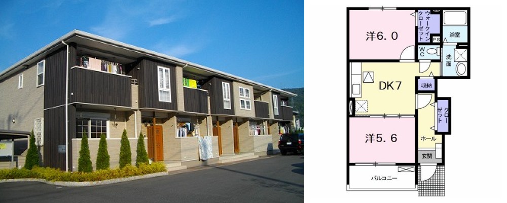 グリーン ヴィラ 102の外観と間取り図