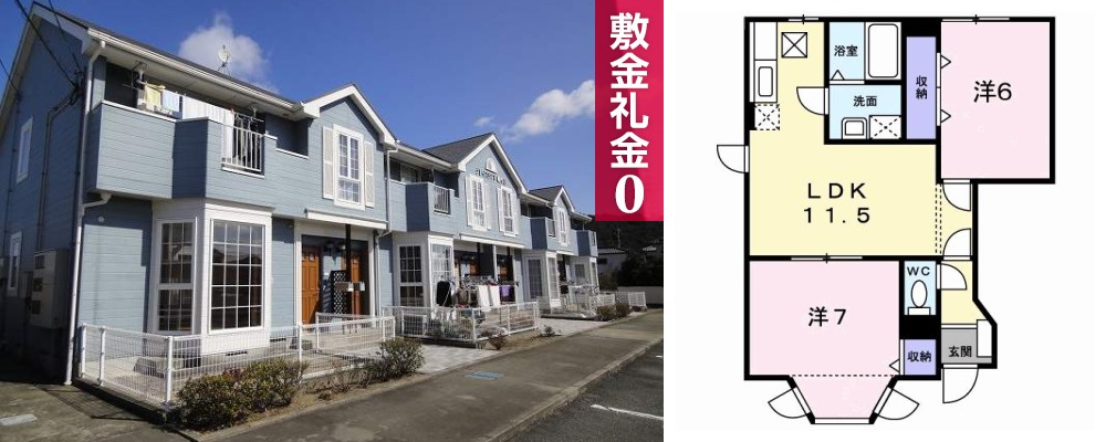 グレイスランド鳴門B 101の外観と間取り図