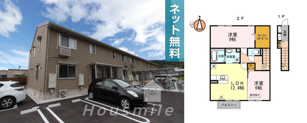 ヴィラコートII 202の外観と間取り図
