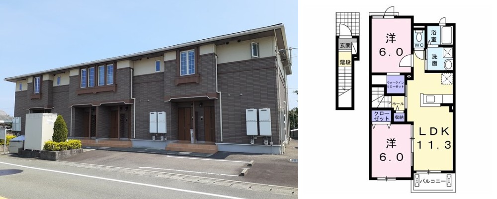 ルネッサ 202の外観と間取り図