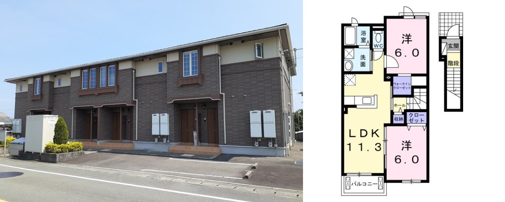 ルネッサ 203の外観と間取り図