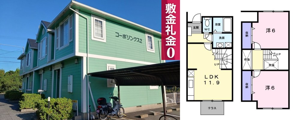コーポリンクス2 102の外観と間取り図