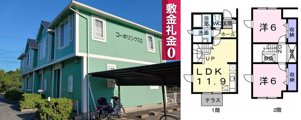 コーポリンクス2 105の外観と間取り図