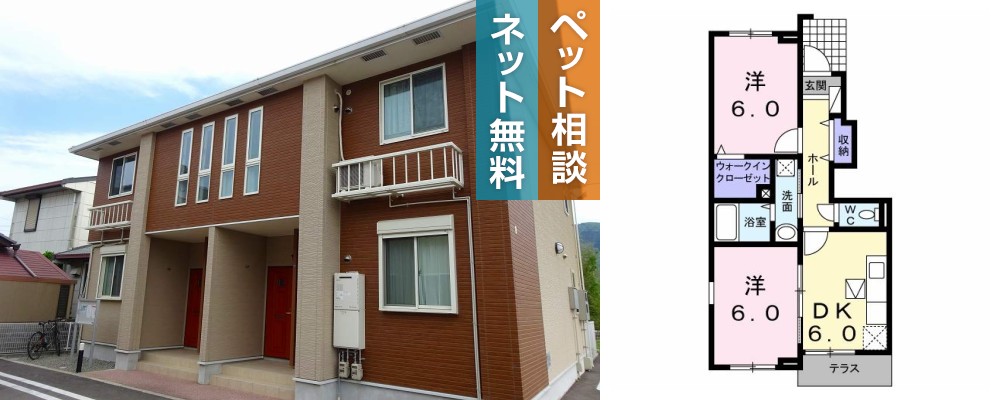 ラ・ゴロンドリーナB 102の外観と間取り図