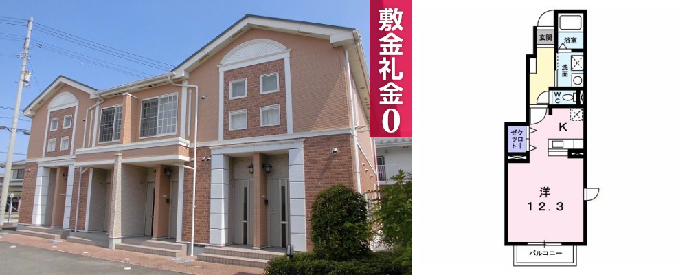 メイプレーヌ A 101の外観と間取り図