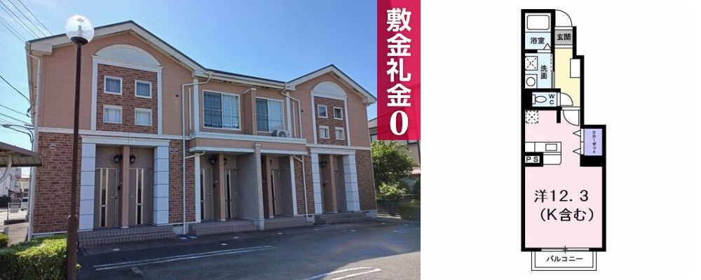 メイプレーヌ A 103の外観と間取り図