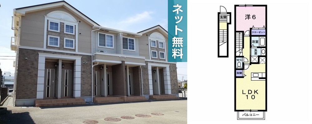 フラット古鷹 202の外観と間取り図