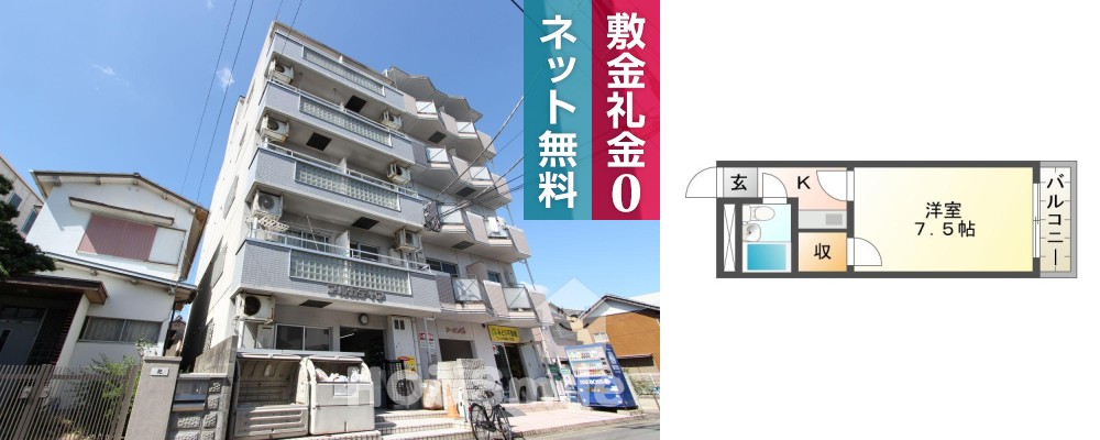 中昭和町 マンション 1K 402の外観と間取り図