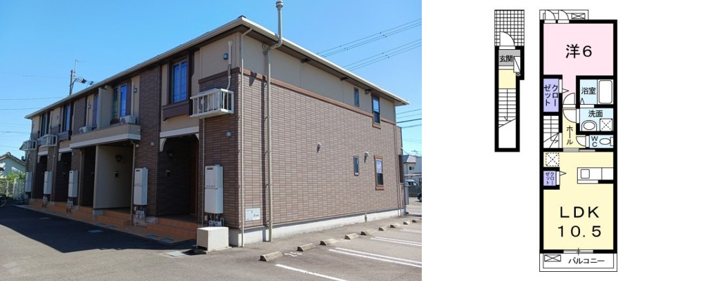ミルト住吉I 203の外観と間取り図
