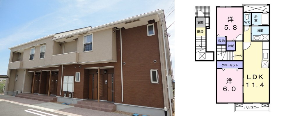 プレ ブリッジ シェトワ I 202の外観と間取り図