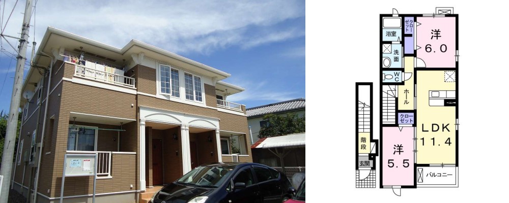 FLAT YーII 202の外観と間取り図