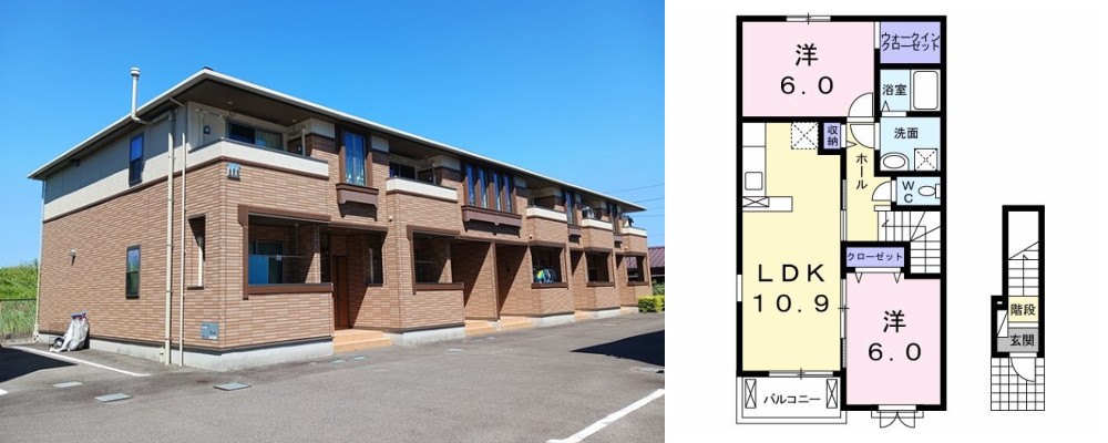 ミルト住吉III 201の外観と間取り図