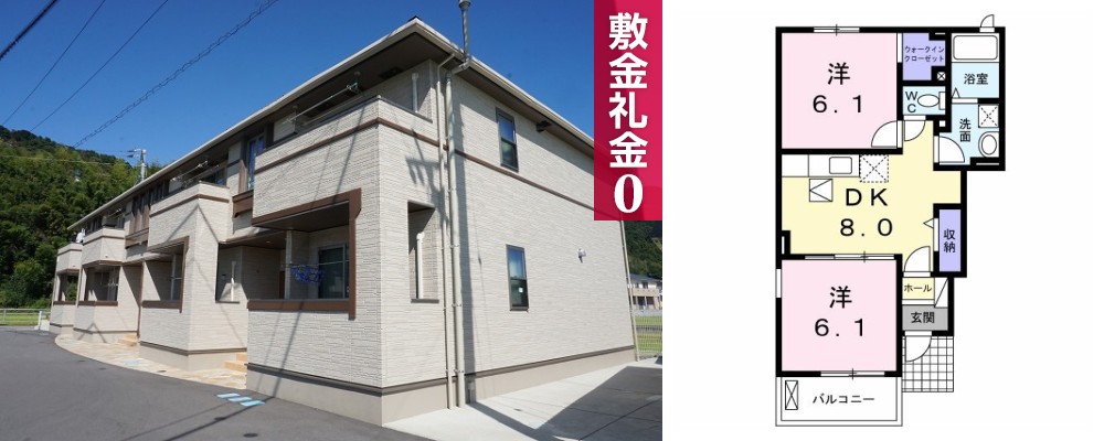 ホワイトローズA 101の外観と間取り図