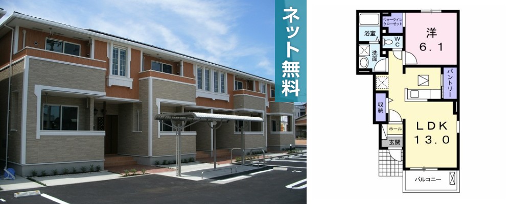 クラール鴨島 B 105の外観と間取り図